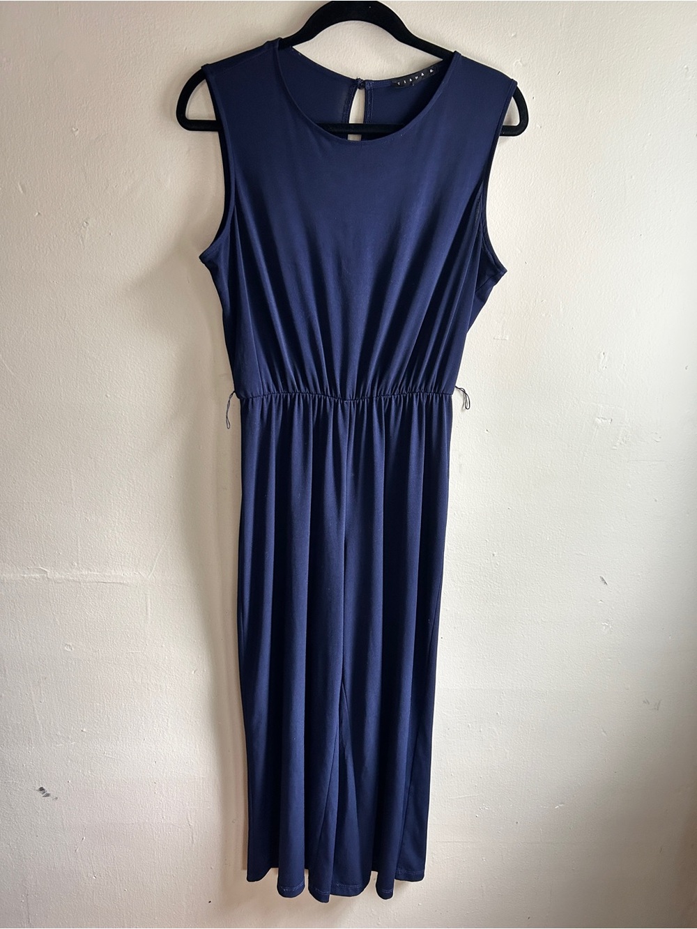 Tiana B. Navy Sleevelss Jumpsuit, Medium